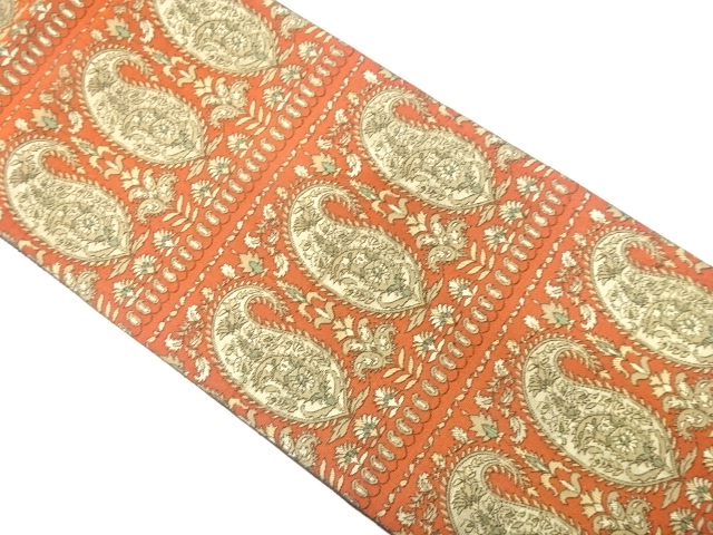 花更紗模様織り出し　名古屋帯